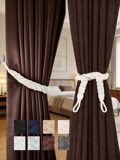 2pcs Elegant Boho Style Handmade Woven Curtain Tie Backs, Suitable For Home And Office Window Curtain Decoration And Fixing, Multiple Color Options