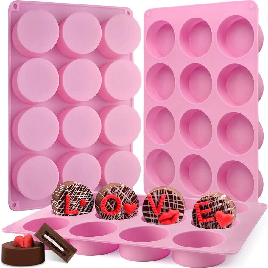 12-Cavity Round Silicone Mold, Suitable For Making Chocolate, Cookies, Candies, Mini Cakes And Muffins - Multicolor - View 1