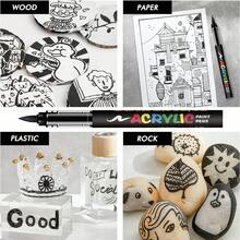 1pc 8pcs/12pcs Set All White/All Black Or 6 White 6 Black Soft Brush Tips, 0.5-5mm Adjustable Width, Water-Based Quick Drying, Suitable For Stone, Wood, Metal, Glass, Canvas Painting, Handmade Graffiti - Black and White Markers - View 10