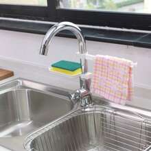 1个沥水架，棕色和白色可选，可放置海绵、抹布、钢丝球和其他小型厨房用具，可挂在水龙头上节省台面空间，是厨房必备的收纳整理工具。 - 彩色 - 查看 5