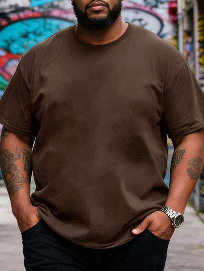 SUPEKYKO Plus Size Men Short Sleeve T-Shirt - Loose Fit Activewear Top, Suitable For Fitness, Yoga And Casual Wear | All Season