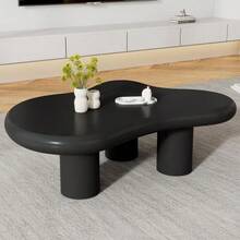 Irregular Cloud-Shaped Coffee Table, 97 Cm Long, 67 Cm Wide, 32 Cm High, MDF With Felt Pads, Lacquered Surface, Creative Coffee Table - Black - View 12
