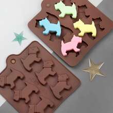 1pc Silicone Candy Chocolate Mold, Dog Shaped Ice Cube Tray, Baking Tray, Kitchen Accessories - Brown - View 8