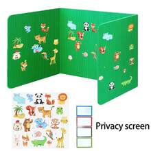 1pc Plastic Desk Partition Board With DIY Animal Stickers, Student Desk Privacy Divider, Exam Anti-Cheating Barrier, Art Craft Supplies, Suitable For School And Office - Black - View 9