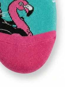 1双黑色猫咪和火烈鸟游泳图案男士中筒袜，春夏款 - 淺藍色 - 查看 7