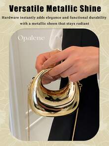 Mirror Acrylic Crescent Moon Box Handbag, Oversized Crescent Bag, Fashion Versatile Chain Shoulder/Crossbody Purse, Phone, Lipstick, Earphone Storage, Valentine's Day Gift, Comfortable And Fashionable, Stylish Handbag, Personalized Gift Choice, 2026 Accessory, Fashionable Style Suitable For All Occasions, Affordable Luxury Feel, Rebellious Party Bag, Perfectly Suitable For Parties, Weddings, Balls, Dinners/Banquets, Elegant Ladies Bag, Party Bags,Perfect For Party Wedding Prom Dinner/Banquet Matching With Holiday Party Dress Evening Dress & Sequin Dress Can Be Used As Valentine's Day, Thanksgiving, Halloween,Christmas Gift - 金色 - 查看 4