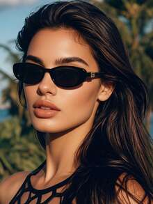 新款椭圆形小框女士优雅时尚眼镜，适合度假和旅行 - 彩色 - 查看 2