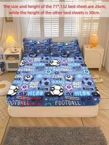 2/3PCS Home Textile Bed Sheet Set, Football Bedding, Polyester Material, Digital Printing, Suitable For Boys, Girls, Teenagers, Gifts, Bedrooms. 1 Bedsheet And 1/2 Pillowcase. - Multicolor - View 1