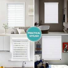 Cordless Zebra Blinds Pro, Dual Layer Light Control Zebra Blinds For Windows, LightProof Aluminum Cover, FreeStop Roller Shades For Home Amp Office White,35 W X 75 H - White35Wx75H - View 2