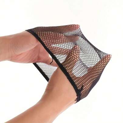 편안하고 통기성 좋은 블랙 피쉬넷 가발 캡, 안전한 착용을 위한 신축성 있는 나일론 메시 안감