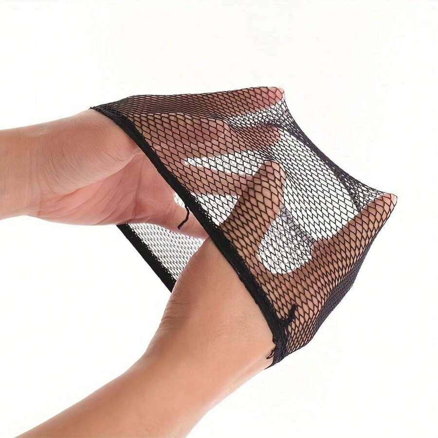 Comfortable Breathable Black Fishnet Wig Cap With Elastic Nylon Mesh Lining For Secure Fit - Black - View 1