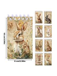8pcs Happy Easter Party Animals Cartoon Brown Rabbit Daisy Flower Design Mini Notepads Spiral Memo Pad Pocket Notebooks For Birthday Party Supplies - Bunny Series (randomly Mixed) - View 4