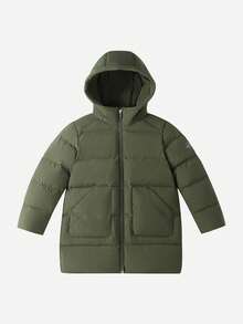 Annil [Extremely Cold Down Jacket]Children's Clothing - Boys' And Girls' Mid-Length Down Coat - Winter Protection, Windproof And Warm - Stone Green - View 6