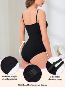 Nebility Shapewear Waist Trainer Bodysuits Women Clothing Tummy Control Seamless Full Body Shaper Square Neck Jumpsuits Top - 黑色 - 查看 3