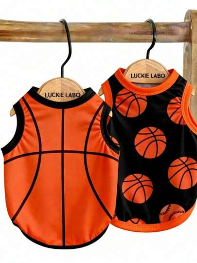 LUCKIE LABO 2件装 GAME DAY 经典赛季球形图案印花背心，适合吉娃娃等小型犬，保暖透气，减少掉毛，室内外运动皆宜，猫狗适用。