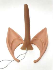 乳胶长鼻子和尖耳朵套装，角色扮演化妆派对精灵装扮配件 - 彩色 - 查看 2