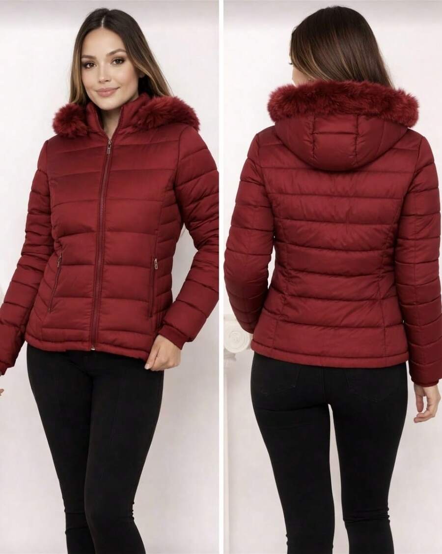 Waterproof Puffer Jacket - Red - View 1