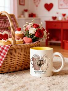 1pc Personalized Photo Mug, Customized Couple Photo And Name Coffee Cup, Romantic Valentine's Day Gift For Boyfriend/Girlfriend, Anniversary Souvenir, Home/Office Breakfast Daily Use - White - View 7