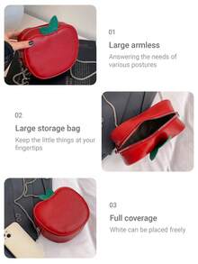 New Simple Fashion Versatile Personalized Fruit Chain Women Handbag,Fruit-Shaped Messenger Bag, Cute Novel Wallet, Yellow Shoulder Bag, Shiny Detail Handbag.Summer Beach Bag,Party Clutch,Kawaii Style Purse,Fashionable And Versatile Fruit Shaped Bag, Lovely Apple Crossbody Bag For Women, Perfect For Holidays And Street Fashion Y2K Sequin Patchwork Shoulder Bag, Fashionable Butter Yellow Bag For Women,Apple Shaped Bag,Fruit Crossbody Bag,Red Shoulder Bag,PU Leather Crossbody Bag,3D Apple Bag,Casual Daily Bag,Gift For Kids,Y2K Style Bag - 紅色 - 查看 5