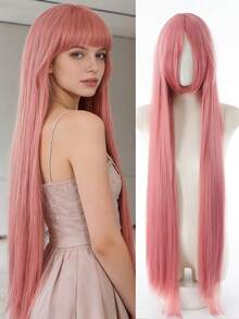 40 Inch Long White Women's Synthetic Heat-Resistant Wig, Suitable For Daily Wear, Parties, Cosplay - Multicolor - View 10