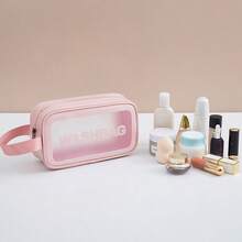 1/3pcs Fashion PU Transparent Toiletry Bag, With Handheld Grooming Organizer, Zipper Closure Cosmetic Pouch, Ideal For Daily Use, Outdoor Travel, Swimming, Fitness, Travel Accessories, Bathroom Supplies, Makeup Lovers, Perfect Gift For Valentine's Day/Mother's Day (Pink) - Multicolor - View 14