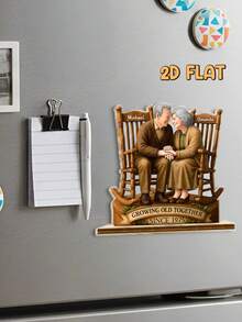 Custom Couple Fridge Magnet, Personalized Couple Magnet, Anniversary Gift Couples, Growing Old Together Magnet, Customizable Names Year Look - As Shown - View 9