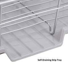 Dish Drying Rack With Drip Tray Compact Anti-Rust Dish Rack Drainer Metal Wire Cutlery Holders Draining Holder For Kitchen Counter Cabinet - Dish Drying Rack - View 5