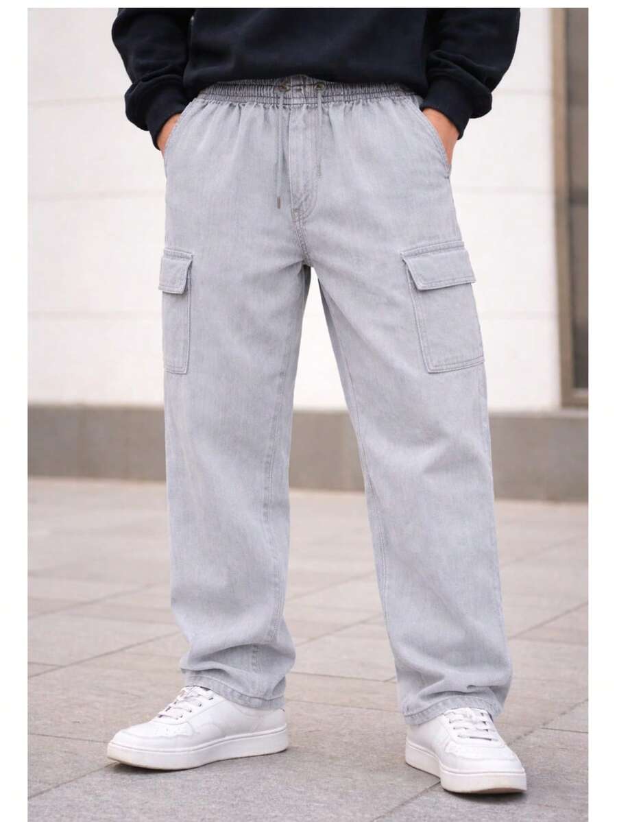 Unisex Cargo Jeans In Various Colors - Gray Jeans - View 1