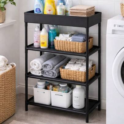 Estante Organizadora Multiuso em Aço Carbono com Bandeja | Ideal para Cozinha Banheiro Lavanderia e Calçados