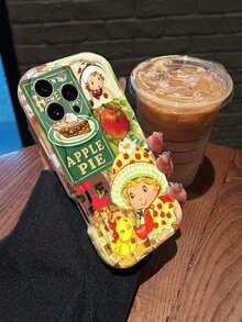 Pastel de manzana casero de la abuela con adorables personajes. Esta elegante funda es compatible con Samsung, Apple, OPPO, , etc. Fabricada en TPU flexible, resistente a golpes y arañazos, ofrece una excelente protección contra caídas y un agarre cómodo. Es un regalo ideal para familiares, amigos y seres queridos, y una opción perfecta para festivales. - Blanco - Ver 1