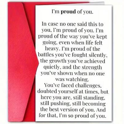 1 "I Am Proud Of You" Encouragement Card With Envelope -4.72 Inches X 7.09 Inches, Perfect For Birthdays, Holidays, And Special Occasions - Inspiring Information, Suitable For Friends, Family, Lovers, Sons, Daughters, Mothers, Fathers, Etc. Birthday Card | Power Card | Paper Card, Birthday Party Decoration