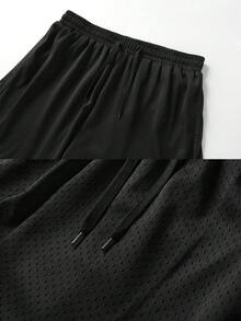 1pc Men's Lightweight Printed Sports Pants, 2-In-1 Summer Outfit - Black - View 5