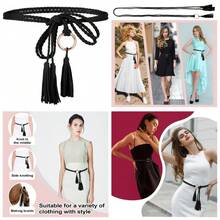 Women's Tassel Braided Waist Belt Skinny Handwoven Rope Belt With Ring For Dresses - 1 - View 1