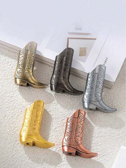 1pc Creative Embossed Women's Boot Lighter Case, Compact Storage, Boot Accessory, Decorative Stand, Embossed Design, High-Quality Craftsmanship, Fashionable Metal Material, Protective Case, Portable Stand, Elegant & Suitable For Women (Lighter Not Included), Party Supplies, Easter, Valentine's Day, Christmas, Mother's Day, Father's Day Holiday Items, Easter, Valentine's Day, Christmas, Mother's Day, Father's Day Gifts, Back To School Supplies