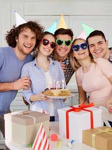 12个/6个彩色派对帽，生日派对圆锥形帽，可爱蛋糕圆锥形生日纸帽，萌趣皇冠，成人混合派对帽，新娘单身派对装饰帽，带金色装饰的彩色帽子，生日派对帽，派对用品 - 冰淇淋圆锥形，多种颜色可选（粉色、紫色、蓝色），适合生日派对（附组装参考视频） - 彩色 - 查看 8