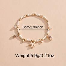 1pc Bohemian Beach Style Beaded Resin Starfish & Shell Pendant Anklet, Suitable For Daily Commute And Vacation Wear - Multicolor - View 4