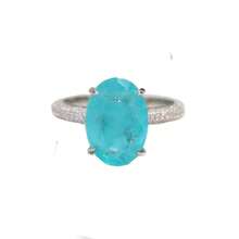 Anillos de dedo ovalados de Plata de Ley 925 para mujer, elegante anillo de turmalina Paraiba, joyería clásica de compromiso y boda VL6T - verde - Ver 7