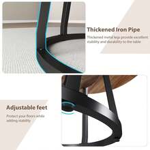 Mesa de comedor redonda de 47,2 pulgadas para 4, Mesa de cocina de granja con estante de almacenamiento y base cruzada, Pequeña mesa de ahorro de espacio para cocina, Cantón de comedor, Apartamento - Marrón - Ver 3