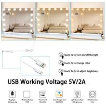 Espejo de de 60x50CM con bombillas LED regulables, accesorios para tocador de maquillaje, luz de pared, accesorios de baño, vuelta al colegio - Blanco - Ver 6