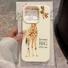 Slogan 1pc TPU Material Cute & Inspiring Giraffe Pattern Phone Case, Compatible With IPhone 17 Pro Max/17/16 Pro Max/15/13/12/11, S20 FE/A15/S24/A55, Note 11/Note 12/Note 13 Pro, Full-Body Shockproof Soft Protective Cover - White - View 1