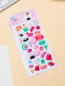 2026新款可爱动物卡通3D贴纸套装 | 手机壳贴纸，主题包括美味食物和可爱的兔子、熊、猫、狗等动物，可重复使用防水贴纸 - 彩色 - 查看 7