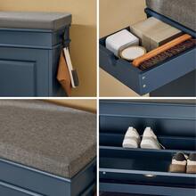 SoBuy Hallway Shoe Bench Shoe Rack Shoe Cabinet With Seat Cushion And Flip-Drawer Blue W75 X D24 X H52cm FSR82-L-B - Blue - View 4