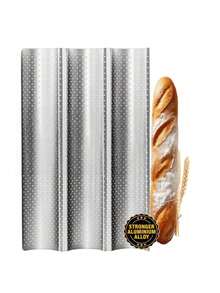 2/3/4 Inch Continuous Grooved Carbon Steel Non-Stick Baguette Bread Mold Tray, Wavy French Loaf Bread Mold, Large Gold Color Baguette Bread Mold. Whether You Are A Baking Expert Or A Beginner, And Regardless Of Your Oven Size, You Can Make Delicious And Elegant French Bread. - Multicolor - View 15
