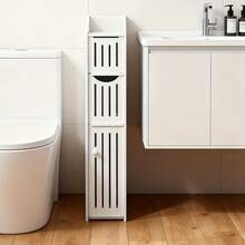Senmeo 1-Pc PVC Narrow Toilet Paper Organizer[Narrow Toilet Paper Holder][Bathroom Storage Cabinet]For Tight Space/Living Room, Durable - White - View 4