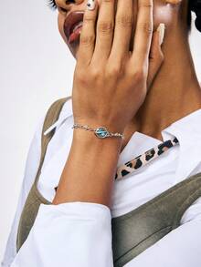 1pc Galaxy Blue Planet Bracelet, Suitable For Daily Wear By Women - Galaxy Blue Planet - View 3