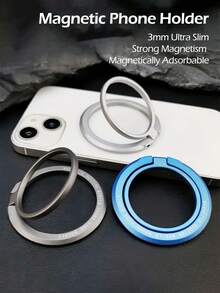 1pc Magnetic Phone Holder Ring Grip Kickstand, Strong Magnetism Removable Double Adjustable Finger Ring, Magnetic Cell Phone Stand Compatible With Mag Car Mounts, For IPhone 17/16/15/14/13 Pro Max Plus Mini, All Smartphones & - Multicolor - View 3