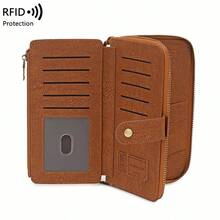 New RFID Blocking Long Passport Wallet, Dual Zipper Large Capacity Travel Document Organizer - Multicolor - View 13