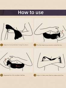 1 pieza Sujetador autoadhesivo invisible sin costuras, sujetador sin tirantes ni espalda realzador, con aletas transpirables y elevador de busto lateral, ropa interior y accesorios para mujer - Negro - Ver 6