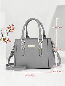 女士休闲简约手提包，适合日常通勤 - 灰色 - 查看 5