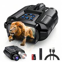 Jumelles de vision nocturne 4K – Équipées d'une lampe torche, idéales pour l'éclairage, la signalisation et l'observation lors de vos sorties camping ou chasse, ces jumelles de vision nocturne pour adultes disposent d'un écran de 3 pouces, d'un zoom numérique 8x et d'une mémoire de 64 Go pour stocker photos, cartes et vidéos. Un cadeau unique et parfait pour les amoureux de la nature, les passionnés de camping et bien plus encore. - Noir - Voir 1
